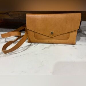 Women's Noonday Collection Slim Line Rustic Tan Leather Wallet Crossbody Bag
